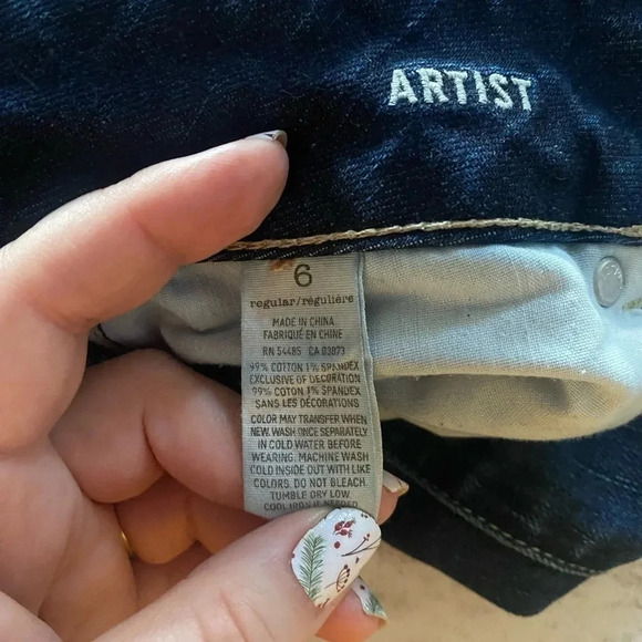 American Eagle AE Artist Crop Dark Distressed Denim Jeans Stretch 6 - Picture 8 of 9